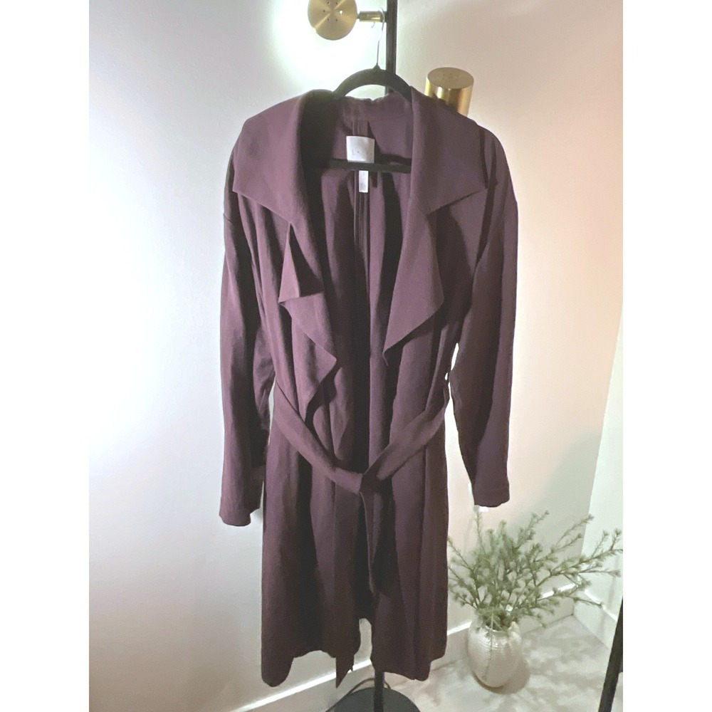 Leith trenchcoat plum duster belted jacket fall transitional layering soft LG